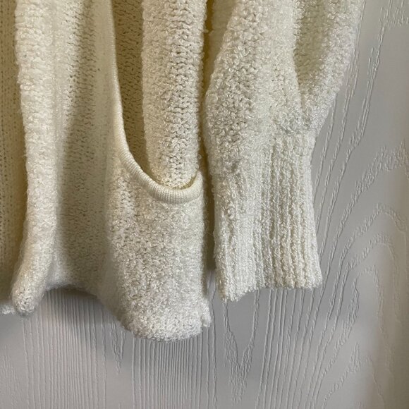 Vintage 80s White Chunky Knit Cardigan Slouchy Open Front Sweater | Size M-XL - Picture 8 of 13